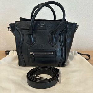Celine Nano Luggage Crossbody Tote - Grained Leather - Black